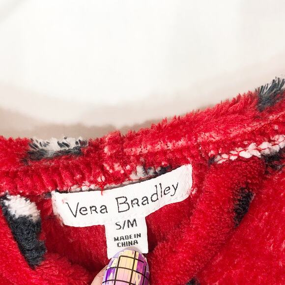 Vera Bradley Small Medium Robe Playful Penguins Red Mini Belted Fleece Lounge D - Picture 8 of 8